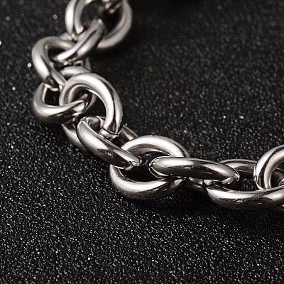 Tarnish Resistant 304 Stainless Steel Cable Chain Bracelets BJEW-H477-03-1