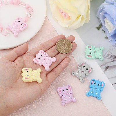 12Pcs 6 Colors Food Grade Eco-Friendly Silicone Focal Beads SIL-CA0001-87-1