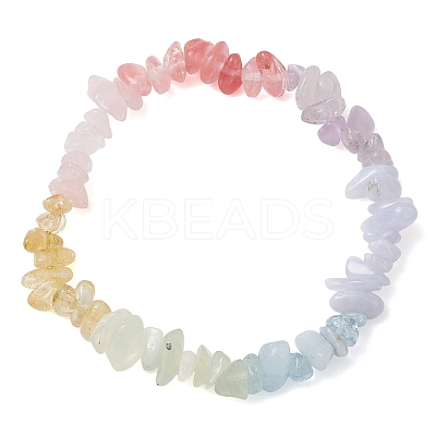 Chakra Natural & Synthetic Mixed Gemstone Chip Beads Stretch Bracelets for Women BJEW-JB13101-1