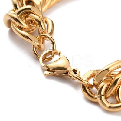 Ion Plating(IP) 304 Stainless Steel Cuban Link Chain Bracelets STAS-A028-B064G-A-1