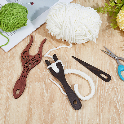 2Pcs 2 Styles Wooden Knitting Loom Plexer DIY-BC0015-94-1
