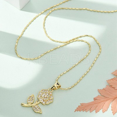 Brass Micro Pave Clear Cubic Zirconia Pendant Necklaces for Women LS-NJEW-M084-02G-01-1