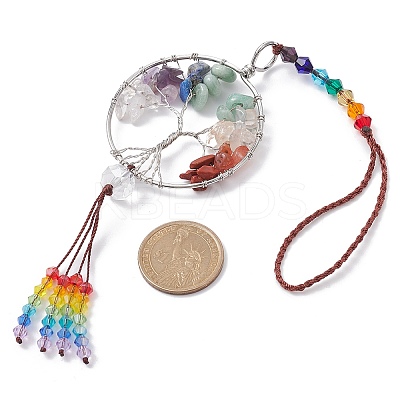 7 Chakra Gemstone Chip Pendant Decoration HJEW-JM01440-1