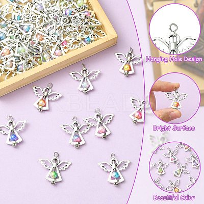 60Pcs 10 Colors Acrylic Pendants PALLOY-CJ00098-1