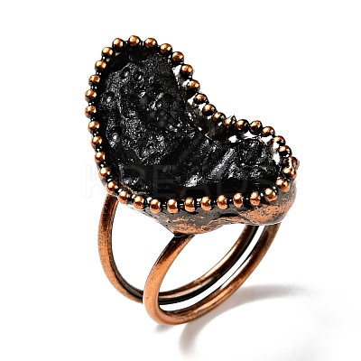 Natural Tektite Geometry Chunky Open Cuff Ring G-D468-37R-1