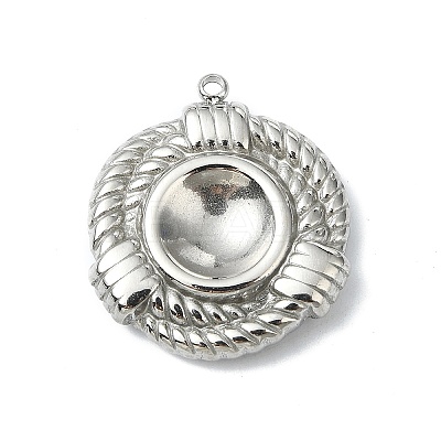 304 Stainless Steel Pendant Cabochon Settings STAS-L022-339P-04-1