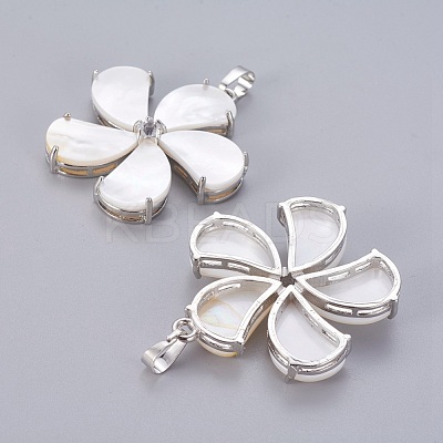 Natural White Shell Mother of Pearl Shell Pendants SSHEL-L008-64B-1