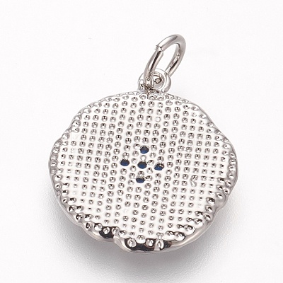 Brass Micro Pave Cubic Zirconia Pendants KK-P156-13P-02-NR-1