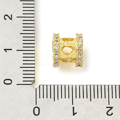Rack Plating Brass Micro Pave Clear Cubic Zirconia European Beads KK-G501-07G-1