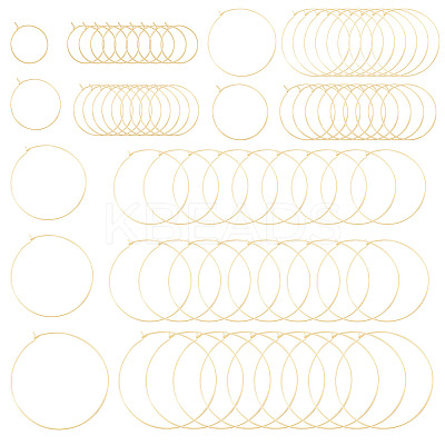 56Pcs 7 Styles 316 Surgical Stainless Steel Hoop Earrings Findings STAS-TA0002-84-1