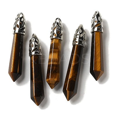 Natural Tiger Eye Pointed Big Pendants G-Z055-01P-17-1