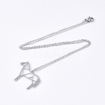 Non-Tarnish 201 Stainless Steel Pendant Necklaces NJEW-T009-JN037-1-45-1