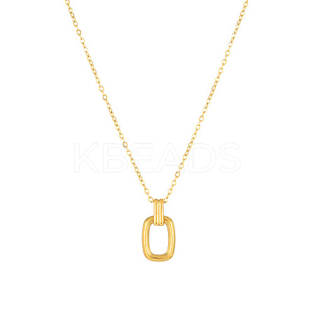 Titanium Steel Hollow Rectangle Pendant Necklaces with Cable Chains SM4957-2-1
