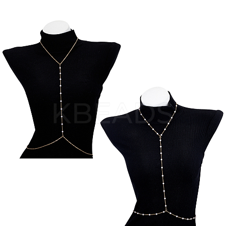 2Pcs 2 Styles Zinc Alloy with ABS Imitation Pearl Body Chain for Women AJEW-HY0002-12-1