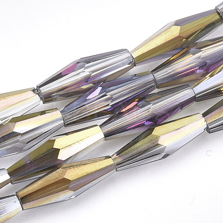 Half Plated Glass Beads Strands EGLA-S174-06C-1