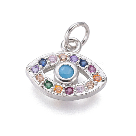 Brass Micro Pave Cubic Zirconia Charms ZIRC-I032-70P-1