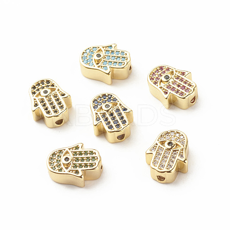 Rack Plating Brass Cubic Zirconia Beads KK-B051-03G-1