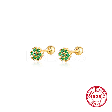 Real 18K Gold Plated 925 Sterling Silver Flower Stud Earrings TL5591-10-1