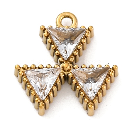 Ion Plating(IP) 304 Stainless Steel Cubic Zirconia Pendants STAS-R141-04G-01-1