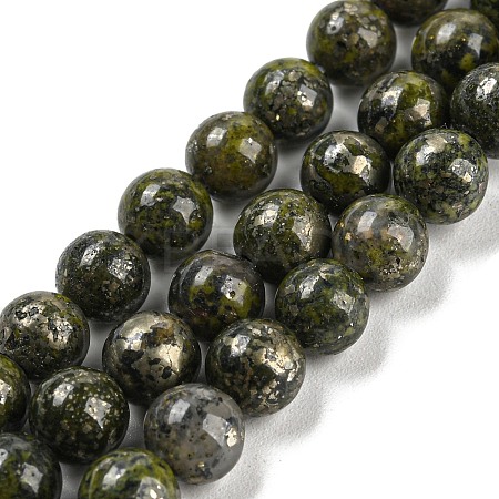 Natural Green Epidote with Pyrite Beads Strands G-G013-B02-01-1