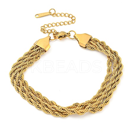 304 Stainless Steel 3-Strand Rope Chain Bracelets for Women LS-BJEW-G707-02G-1