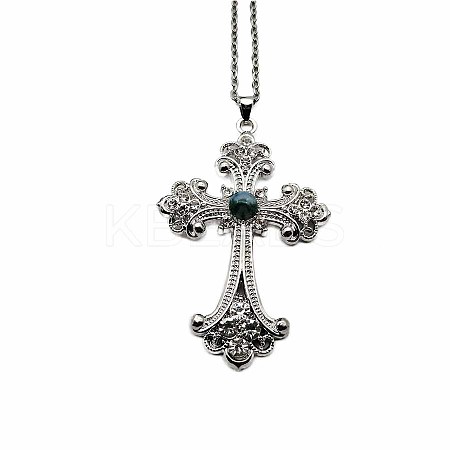Vintage sparkling Alloy Rhinestone Cross Pendants Necklaces for Women IL0019-12-1