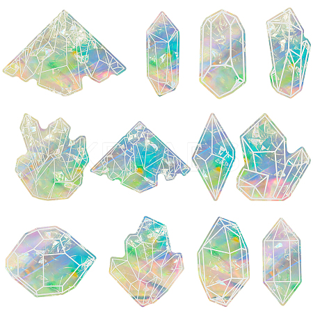 12Pcs Colorful Suncatcher Rainbow Prism Electrostatic Glass Stickers DIY-WH0409-69B-1