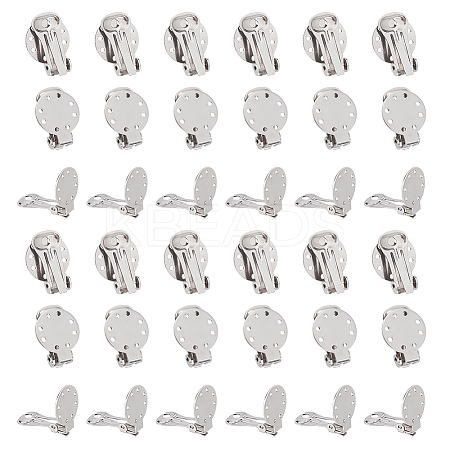 40Pcs 304 Stainless Steel Clip-on Earring Settings STAS-UN0044-03-1