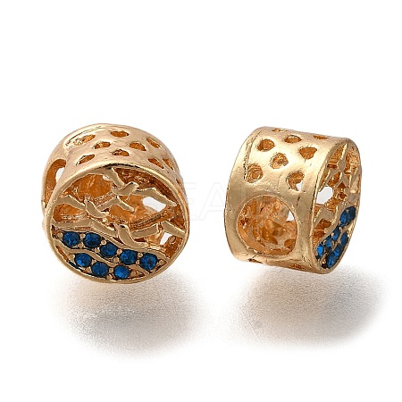 Rack Plating Alloy Rhinestone European Beads PALLOY-P307-06G-1