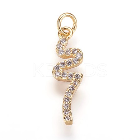 Brass Micro Pave Cubic Zirconia Pendants ZIRC-K070-34G-1