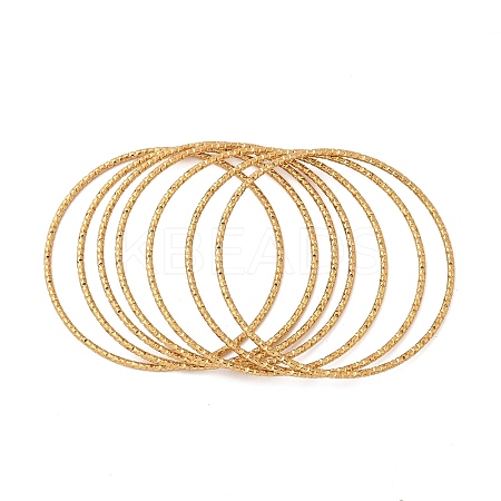 7Pcs PVD Vacuum Plating 304 Stainless Steel Textured Bangles Set for Women BJEW-A011-12D-G-1