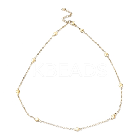 Ion Plating(IP) 304 Stainless Steel Heart Link Chain Necklace NJEW-K249-09G-1