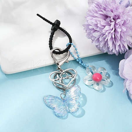 Acrylic Butterfly & Resin Flower Pendant Keychains KEYC-YW00179-07-1