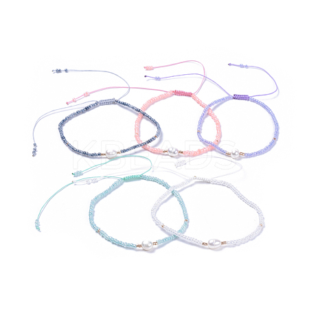 Adjustable Nylon Thread Braided Beads Bracelets BJEW-JB04375-1