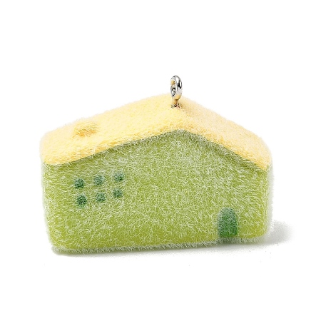 Flocky Opaque Resin Pendants RESI-F062-02G-1