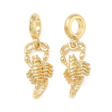 Brass Scorpion European Dangle Charms KK-L256-05G-1