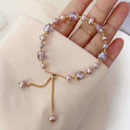 Acrylic & Cubic Zirconia Beads Slider Bracelets WG9EBEA-01-1