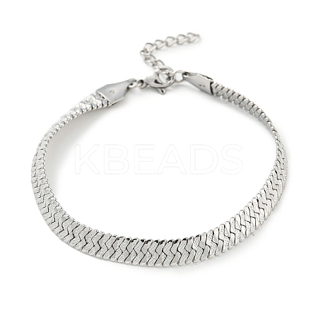 Non-Tarnish 304 Stainless Steel Herringbone Chain Bracelet BJEW-D028-02D-01P-1