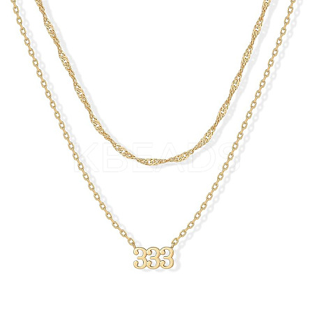 304 Stainless Steel Figure Pendant Double Layer Necklaces for Women FS-WGF1C2D-03-1