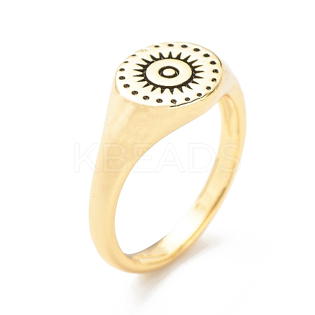 Brass Signet Ring for Women RJEW-E058-01G-05-1