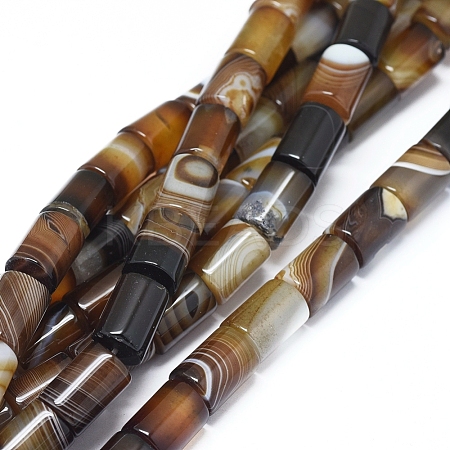 Natural Banded Agate/Striped Agate Beads Strands G-D0005-46-1