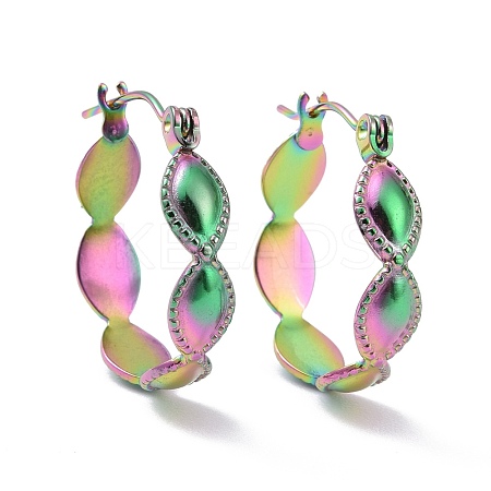 Ion Plating(IP) Rainbow Color 304 Stainless Steel Oval Wrap Hoop Earrings for Women EJEW-G293-29M-1