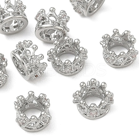 SHEGRACE Brass Micro Pave Clear Cubic Zirconia European Beads XGRQ4G919-685P-1