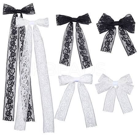 12Pcs 6 Styles Polyester Alloy Bowknot Hair Clips PHAR-CN0001-02-1