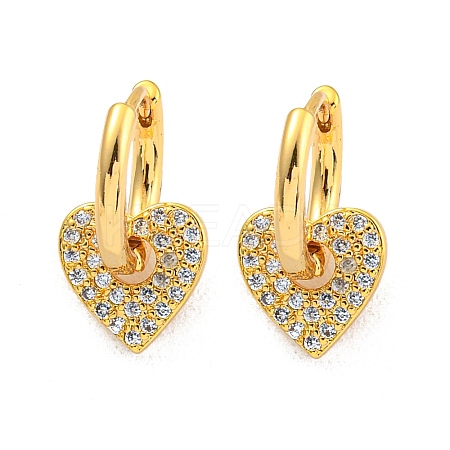 Brass Micro Pave Clear Cubic Zirconia Hoop Earrings for Women EJEW-K286-02G-1