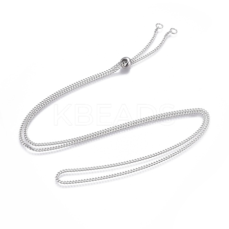 Non-Tarnish Adjustable 201 Stainless Steel Slider Necklaces NJEW-L156-001P-1