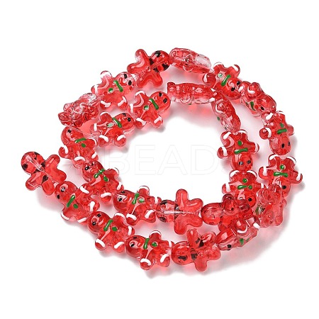 Christmas Transparent Glass Beads Strands LAMP-M021-02G-1