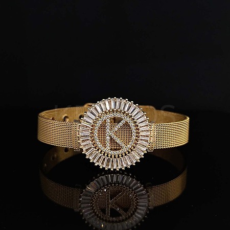 Brass Micro Pave Clear Cubic Zirconia Bangles for Women FS-WGA7409-32-1