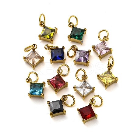 304 Stainless Steel Rhinestone Pendants STAS-E550-41G-1