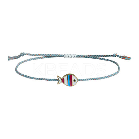 Alloy Enamel Fish Charm Adjustable Bracelets FS-WG707CF-01-1
